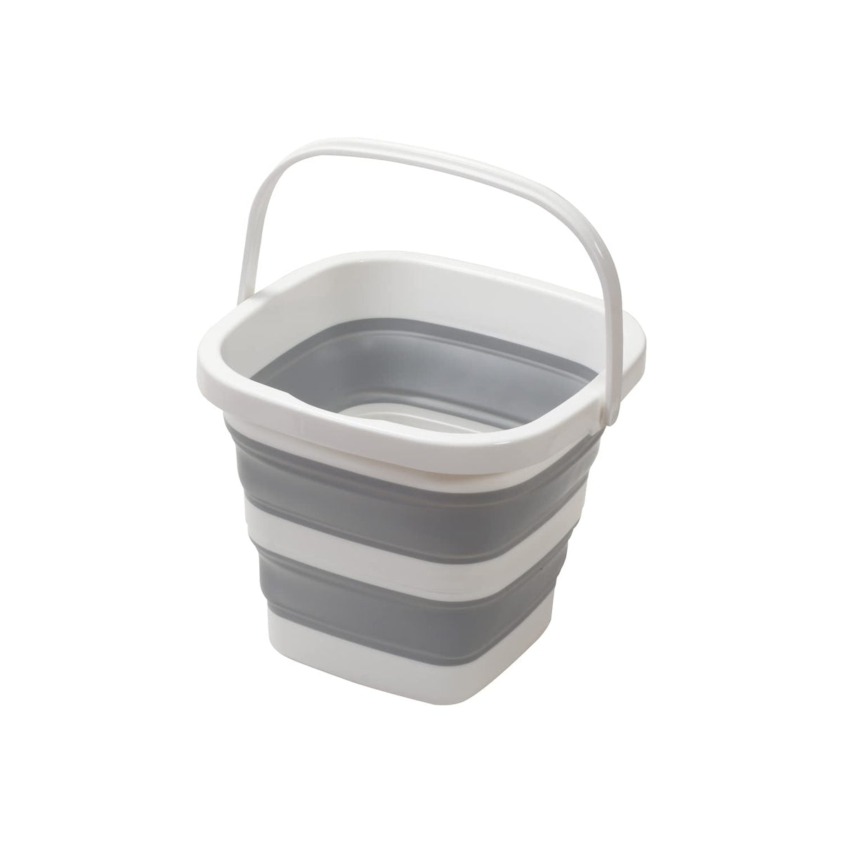 Pearl Metal Folding Bucket Basket, Square Collapsible Bucket of 5.6 L that Folds to 5.5 cm, 26.5 x 27.5 x 20.5 cm and 400 g, White