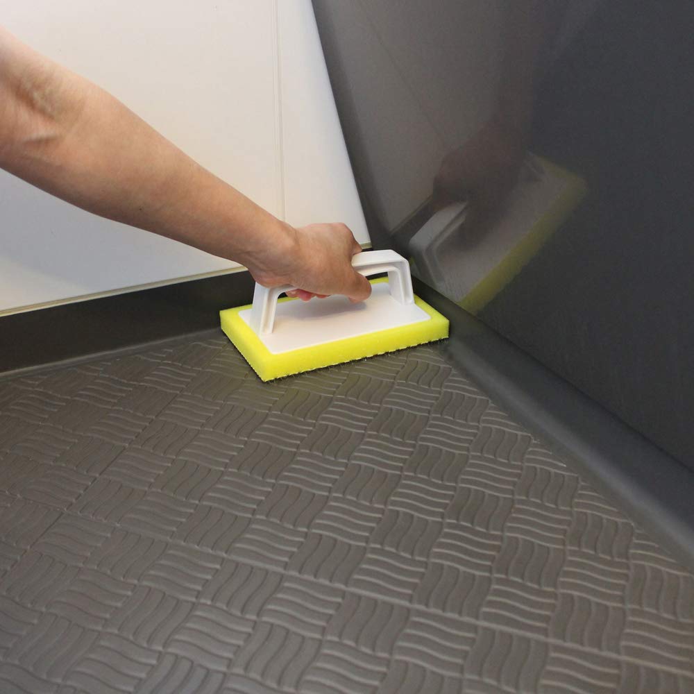 Azuma Bath Floor Brush Sponge G BT751, Scrubbing Brush with 5 mm Bristles on a Sponge Backing and Grip, About 9.8 x 6.7 x 16.2 cm, Yellow