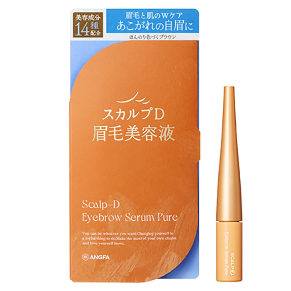 Scalp-D Eyebrow Serum Pure, Eyebrow Care Serum with Moist Nano Capsules, Lightly Tinted Ash Brown, Paraben-Free, Tip Applicator, 2 mL