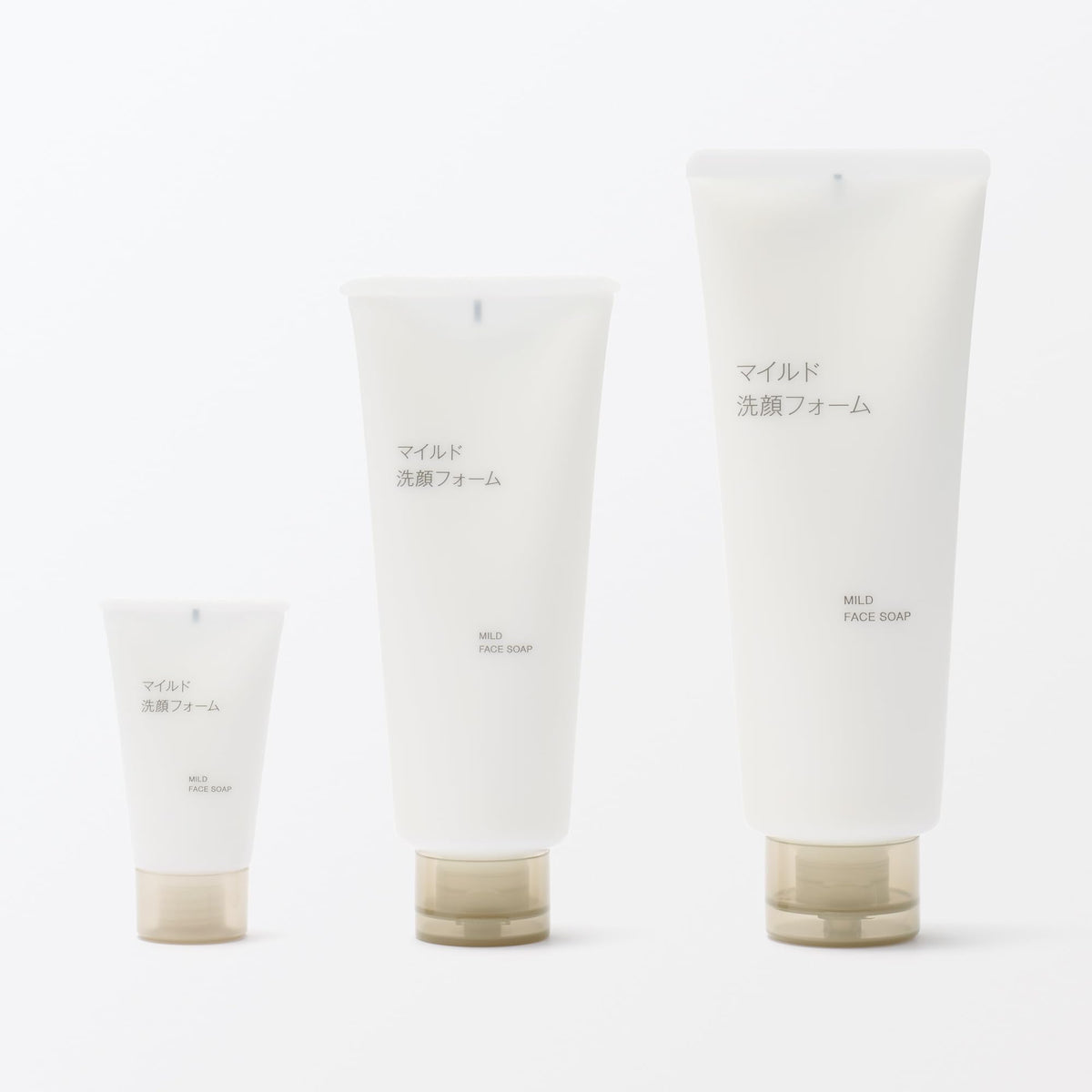 MUJI Mild Face Soap Facial Cleansing Foam, Fragrance-Free Face Wash with Hyaluronic Acid and Ceramide, 150 g and 220 g Tubes