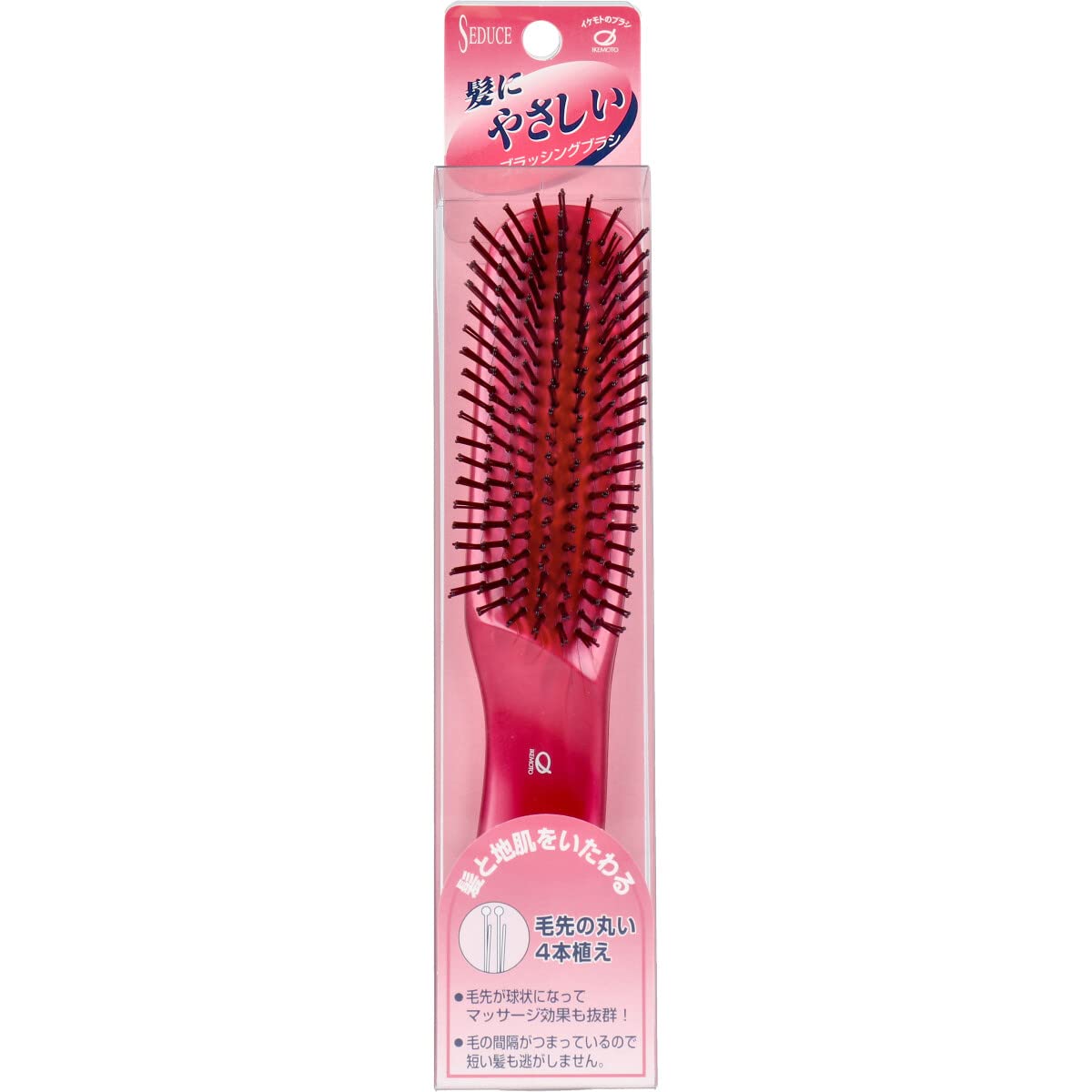 Ikemoto Seduce Hair Care Brush, Round-Tip Nylon Bristles in Sets of Four, Small SEN-455 or Large SEN-705, Made in Japan