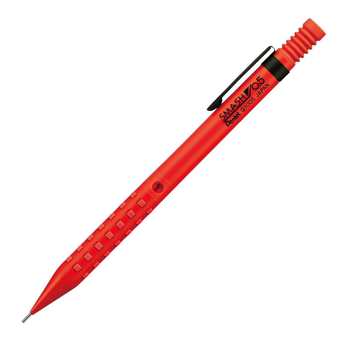 Pentel Smash Mechanical Pencil, Low-Centre-of-Gravity 0.5 mm or 0.3 mm with Brass Tip, Metal and Rubber Grip and 4 mm Drafting Pipe, 11 x 9 x 139 mm and 13 g, Black, Dark Grey or Red, With or Without Lead Tubes