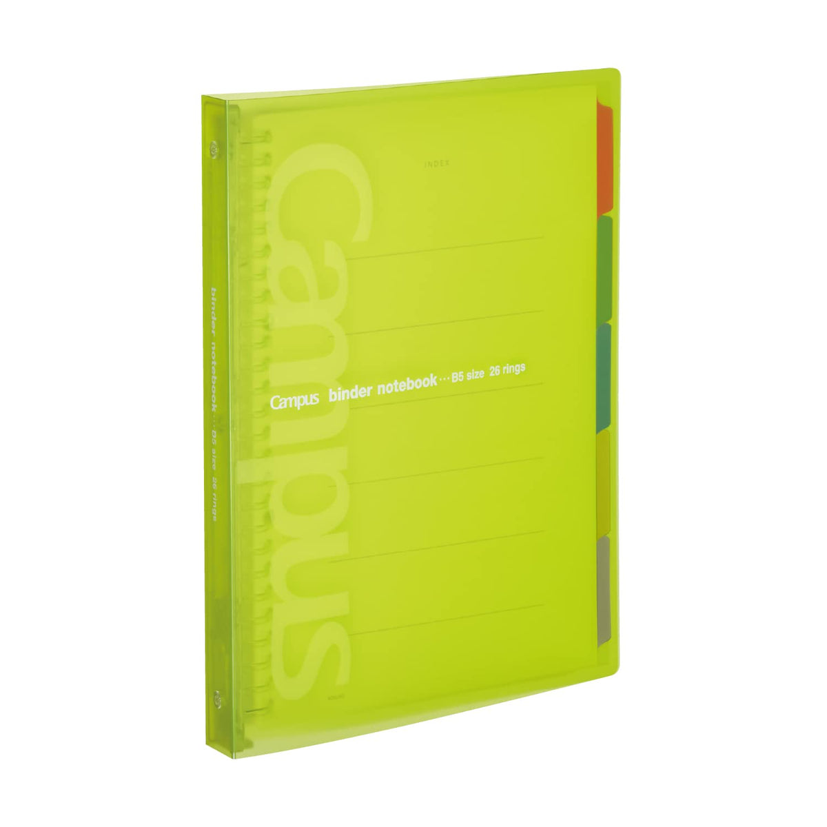 Kokuyo Campus Loose-Leaf Binder, B5 26 Holes for Up to 100 Sheets, Slide-Ring Plastic Binder with Translucent PP Cover, 272 x 215 x 29 mm, Eight Colours