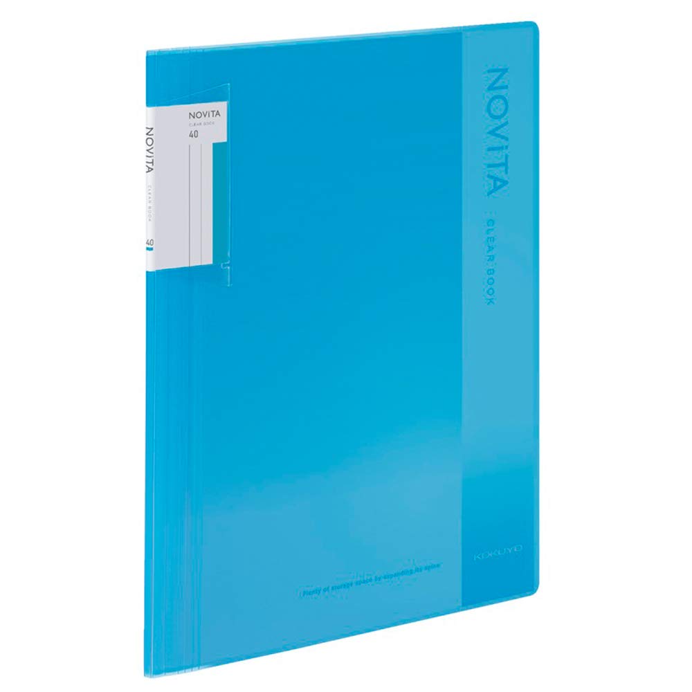 Kokuyo Novita Clear Book, Fixed Type A4-S with 40 Pockets for 500 Sheets, Spine Stretches 8 to 50 mm, 307 x 251 mm, Recycled PP Cover, Nine Colours