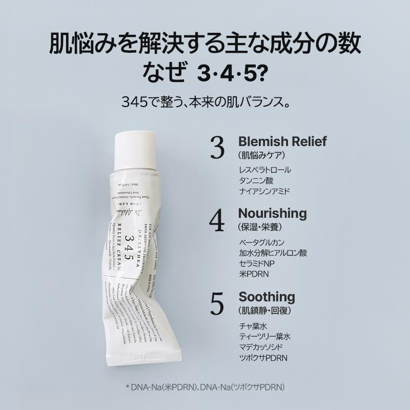 Dr.Althea 345 Relief Cream, Soothing Moisturising Face Cream with Niacinamide, Panthenol and Opuntia Stem Extract, 50 mL