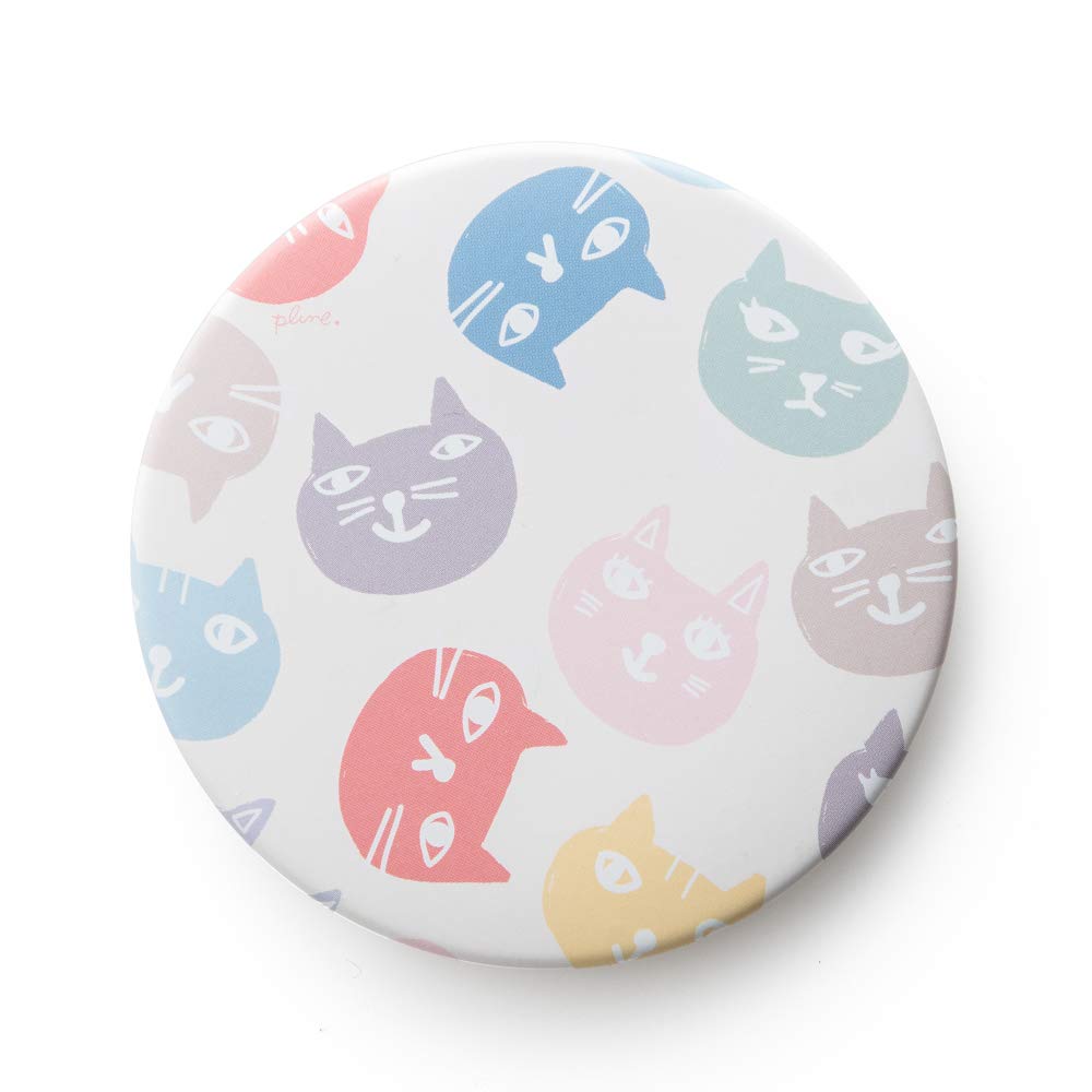 Horiuchi Mirror Plune Compact Hand Mirror, 75 mm Round Pocket Mirror with Patented Napure Colour-True Glass, Lead-Free, 33 g, Six Prints, Made in Japan
