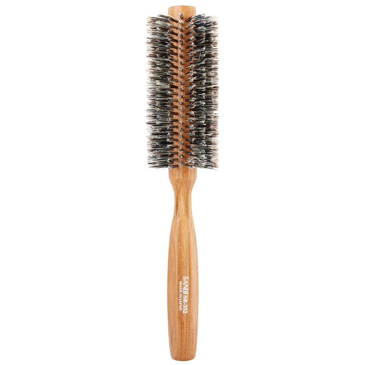 Sanbi Soft Roll Brush SR, Natural Wood Handle with Soft Boar Bristles, Round Blow-Dry Brush in 38 to 75 mm, Made in Japan