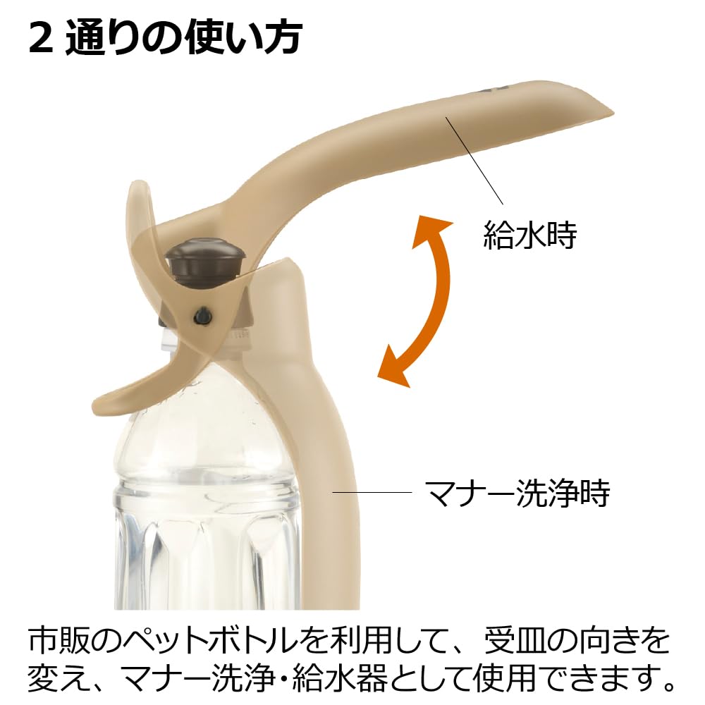 Richell Marctus Handy Shower for Dogs, Beige, Plastic Bottle Walk Shower and Water Dish for Small and Medium Dogs, 7.5 x 8.1 x 20.2 cm, 43 g with Carabiner