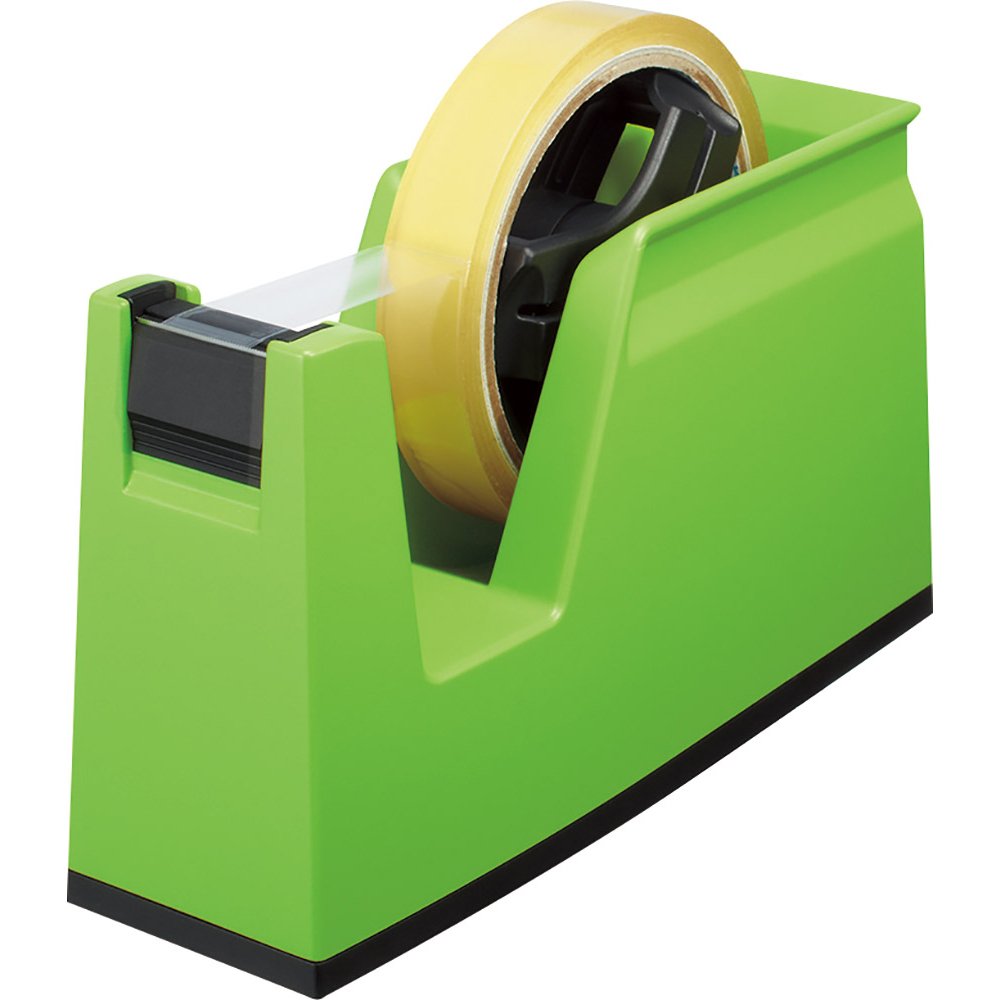 KOKUYO Karu Cut Desktop Tape Cutter T-SM100, Light-Force Special Blade for Large and Small Tape Rolls, 18.6 x 6.6 x 10.6 cm in White, Black or Green