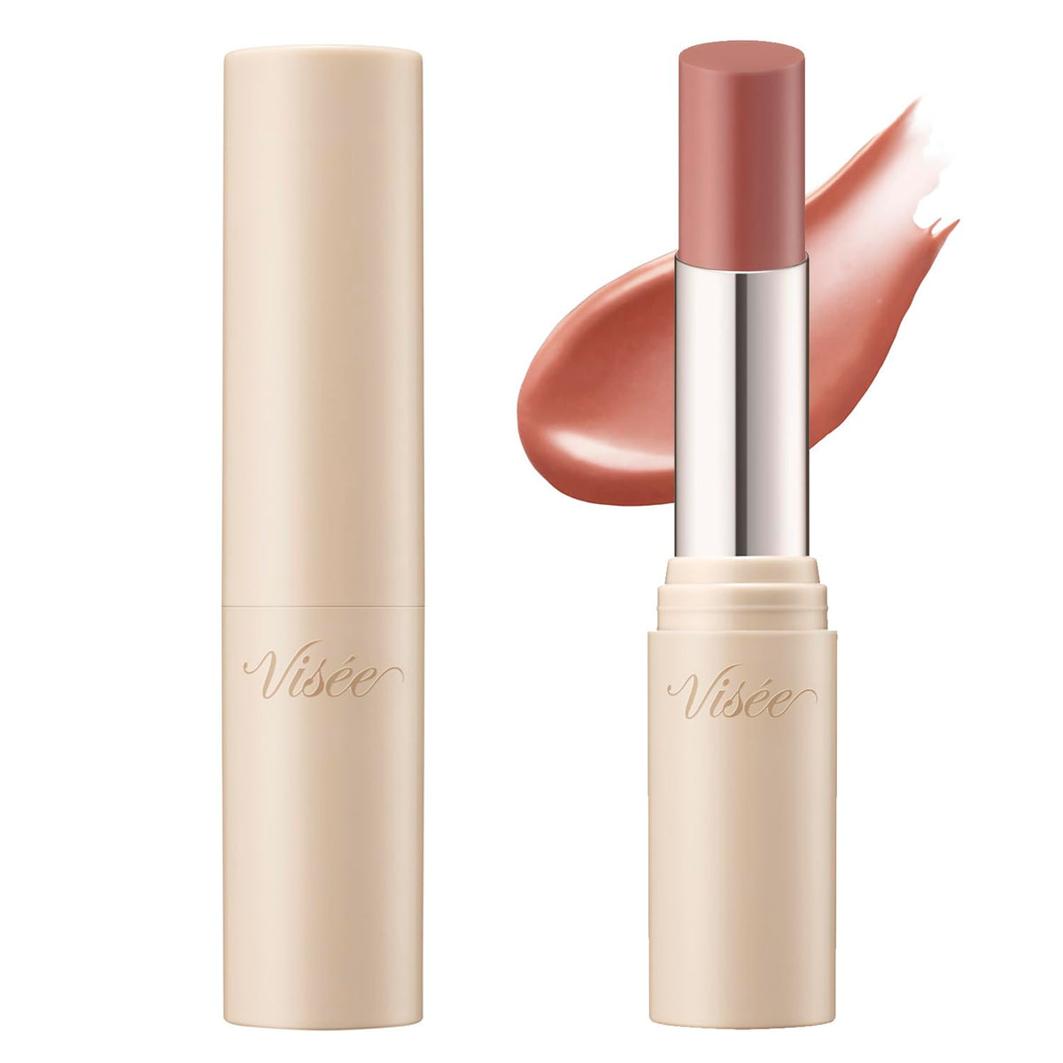 Visee Essence Plump Balm BE380 Oolong Beige 3.3 g, Lip Balm, Lipstick and Gloss in One, Plumping Lip Colour with Fruit-Mint Scent
