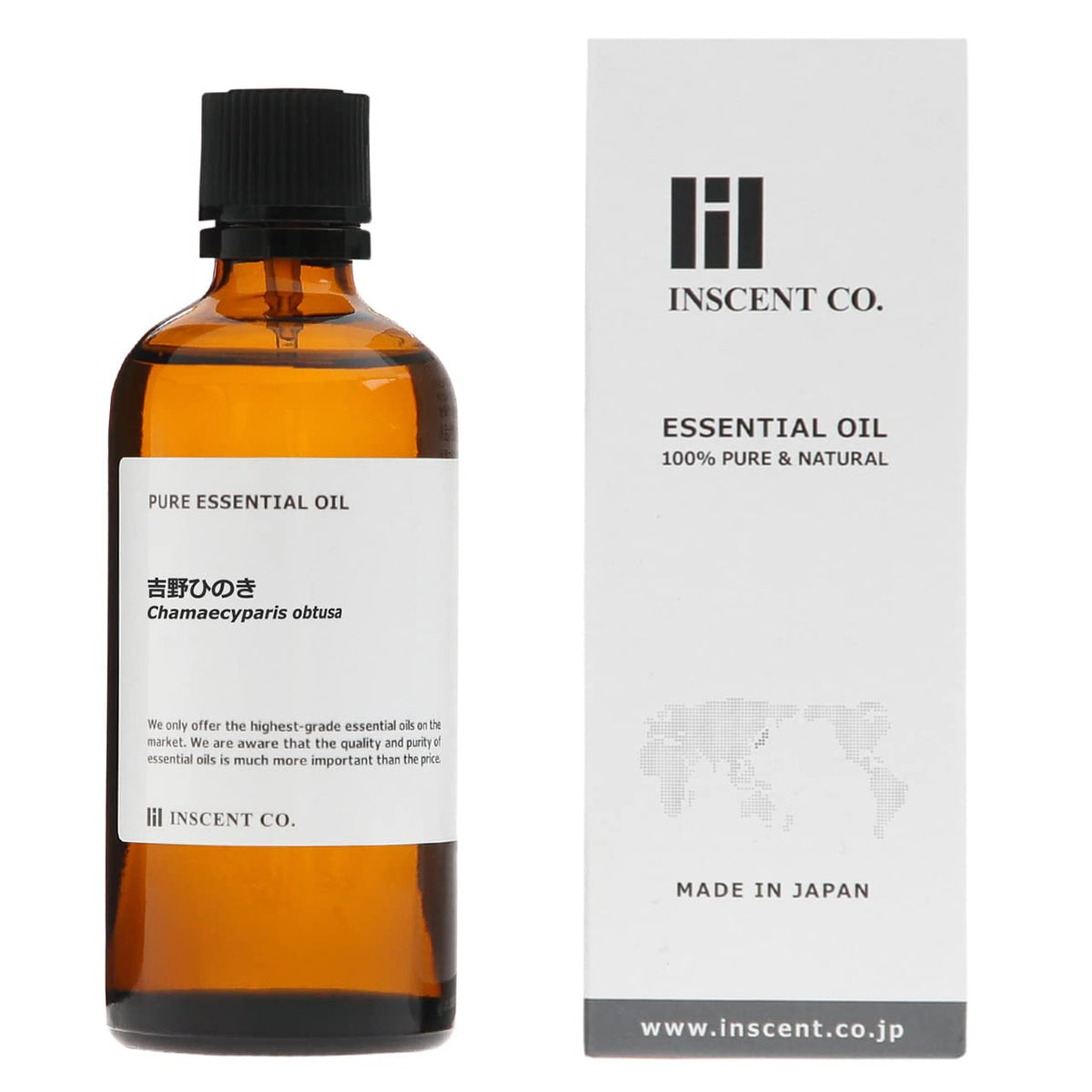 Inscent Yoshino Hinoki Essential Oil, 100 Percent Natural Japanese Cypress Aroma Oil from Kii, Steam Distilled, 10 mL to 100 mL