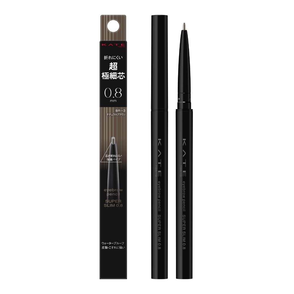 Kate Eyebrow Pencil Super Slim 0.8, Waterproof Mechanical Brow Pencil with Ultra-Fine 0.8 mm Break-Resistant Core and Protective Pipe, 6 Shades