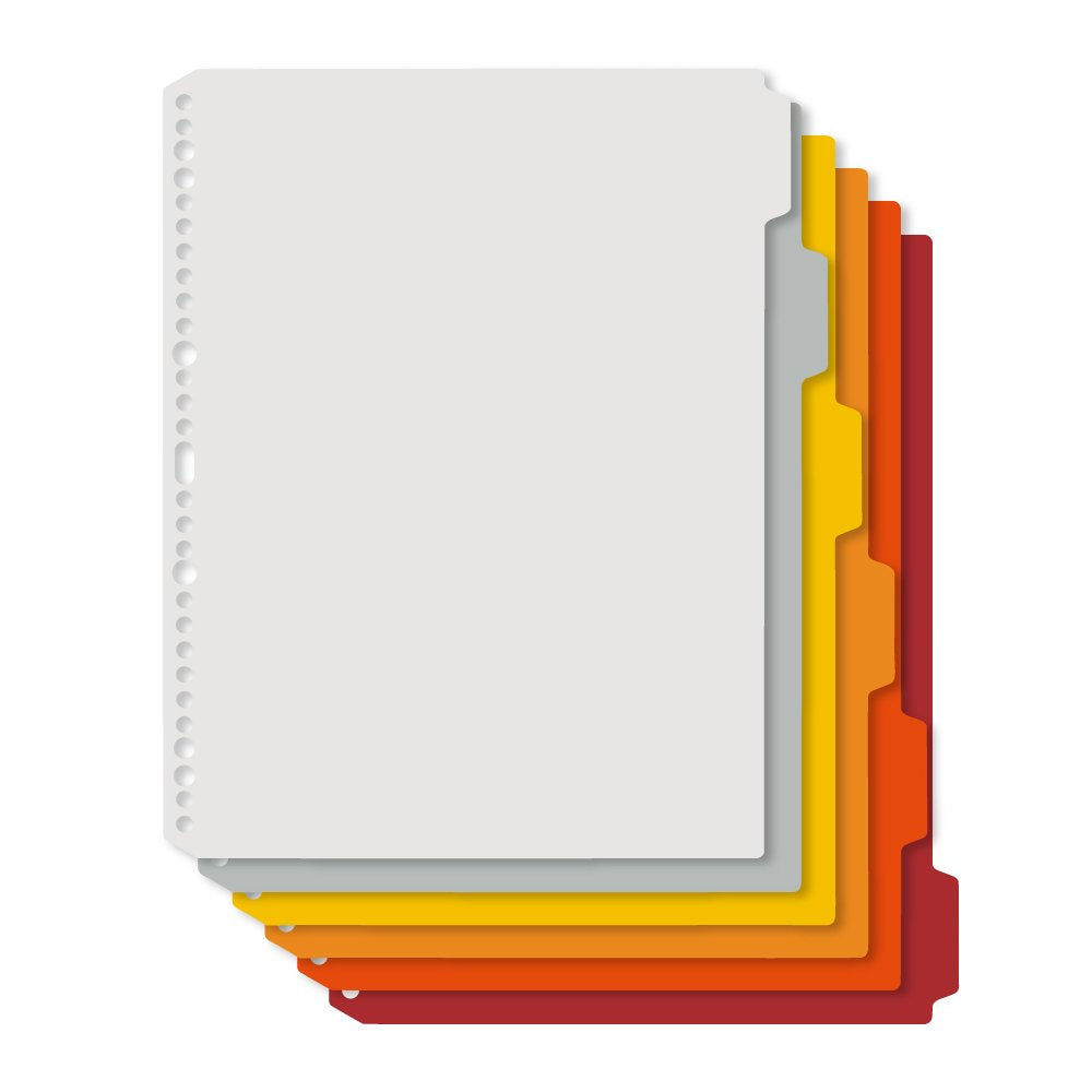 PLUS Deja Vu Colors Index Sheet FL-102IX, A4 6-Tab PP Index Sheets for 4-Hole and 30-Hole Files with Contents Sheet and Labels, 302 x 241 mm, Cool Tone or Warm Tone