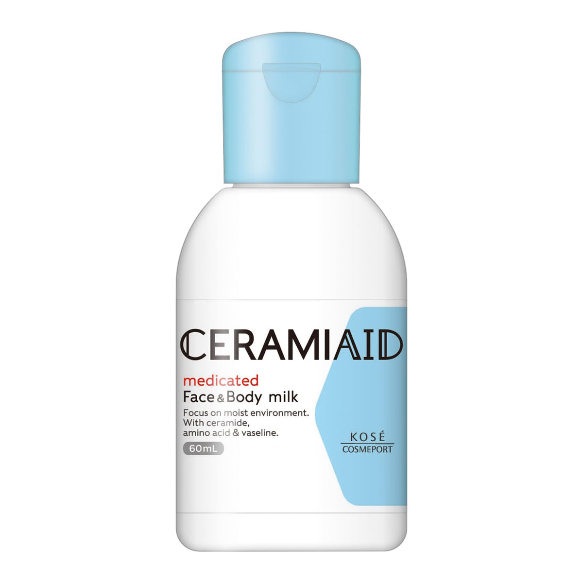 Ceramiaid Medicated Skin Milk for Face and Body, Fragrance-Free Human-Type Ceramide Body Milk for Sensitive Skin, 60 mL, 250 mL, 450 mL or 400 mL Refill