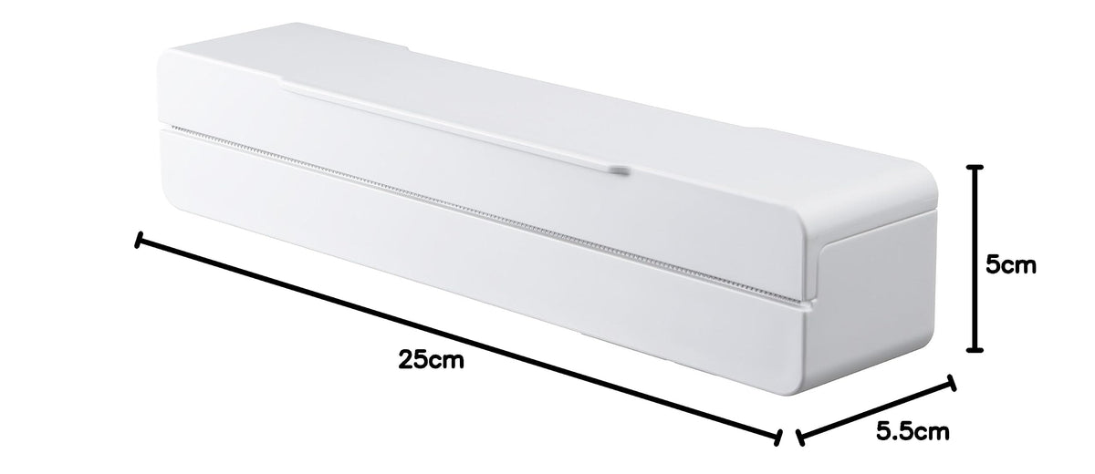 Yamazaki Aqua Magnet Wrap Case, Wrap Cutter Case for 22 cm or 30 cm Wide Wrap and Foil, ABS Resin with Stainless Blade, 22 cm Model 25 x 5.5 x 5 cm, White, Red or Green
