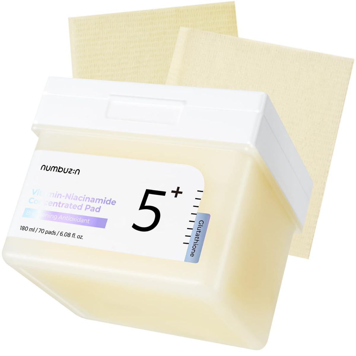numbuzin No.5 Vitamin-Niacinamide Concentrated Pad, Two-Sided Jelly and Cotton Toner Pads with Glutathione, 70 Pads