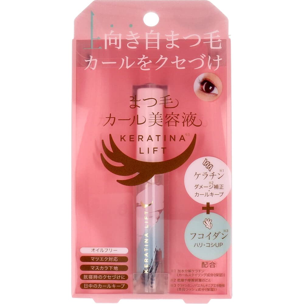 Keratina Lift Eyelash Curl Serum, Oil-Free Clear Lash Styling Serum with Keratin and Fucoidan for a Lasting Upward Curl, Lash Extension Compatible and Usable as a Mascara Base, 7 mL
