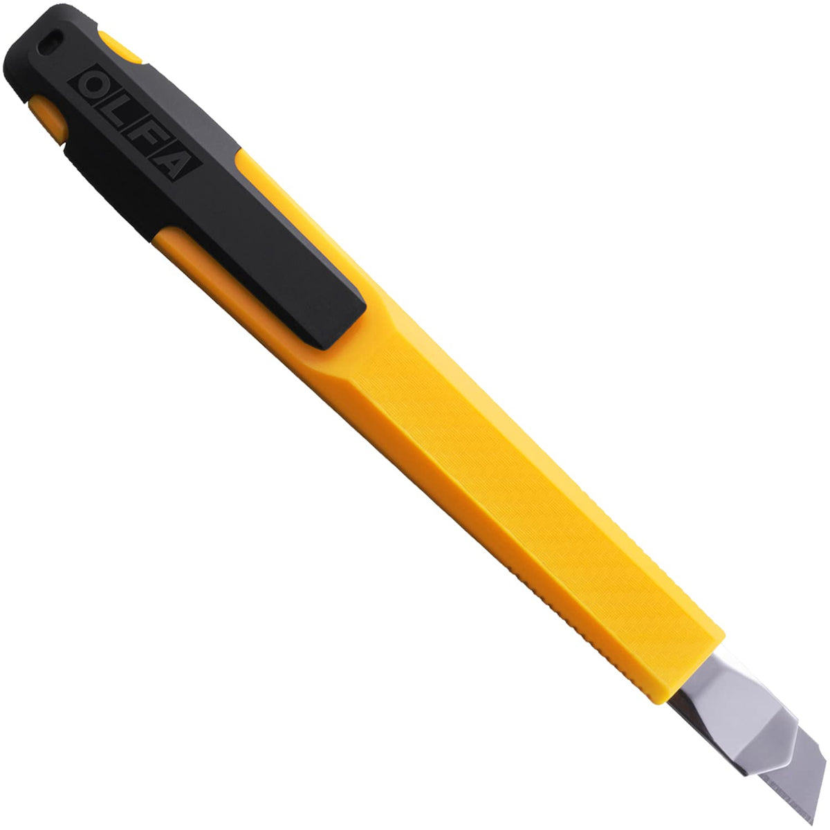 OLFA A Plus 215B Small Cutter, Slim Auto-Lock Utility Knife for Left or Right Hand with Blade-Snapping Clip, Takes Small Blades, 143.5 x 18.5 mm, Yellow