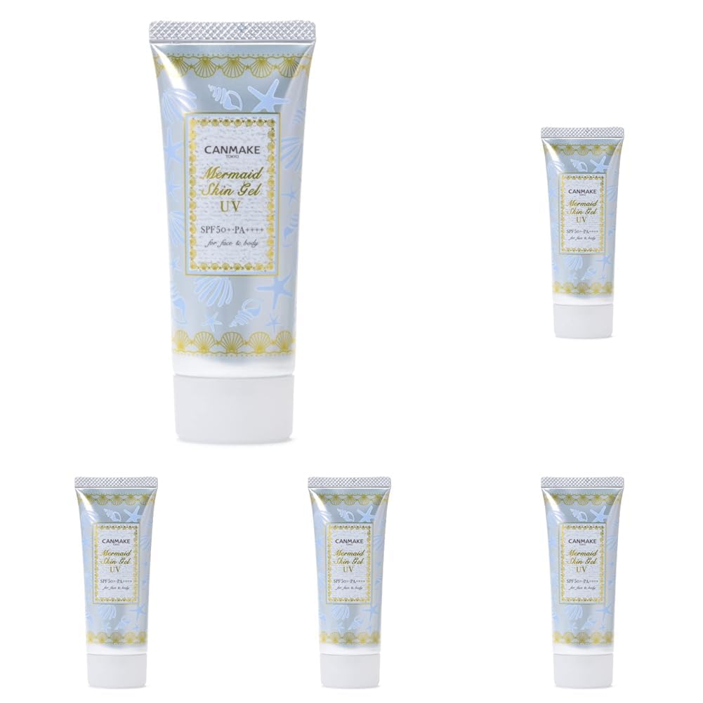 Canmake Mermaid Skin Gel UV SPF50+ PA++++, Watery Sun Gel and Makeup Base for Face and Body, 40 g