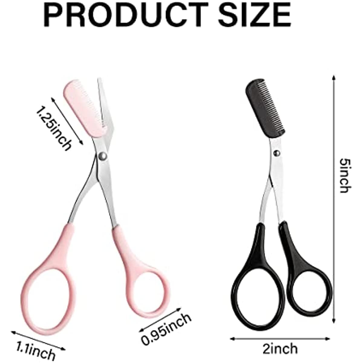 Eyebrow Trimming Scissors with Detachable Comb, Stainless Steel Brow Shaping Scissors for Men and Women, Black