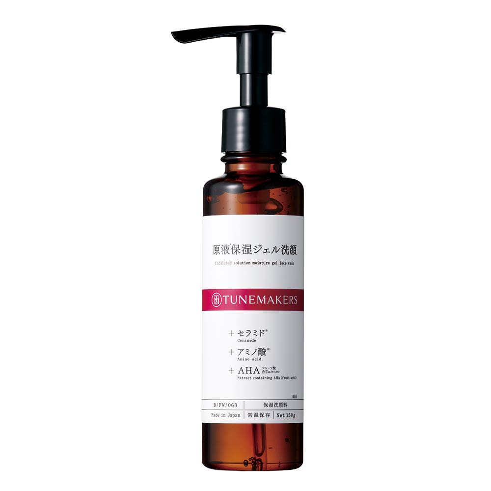 TUNEMAKERS Undiluted Moisturising Gel Face Wash 150 g, Ceramide and Amino Acid Pump Cleanser with Fruit AHA for Dry Skin