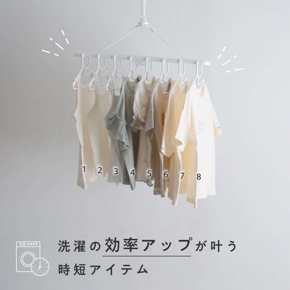 PUPPAPUPO Folding 8-Hanger Laundry Rack for Baby and Kids Clothes, 360-Degree Rotating Hook, 41.5 x 29 x 53 cm Polypropylene in Gray or White