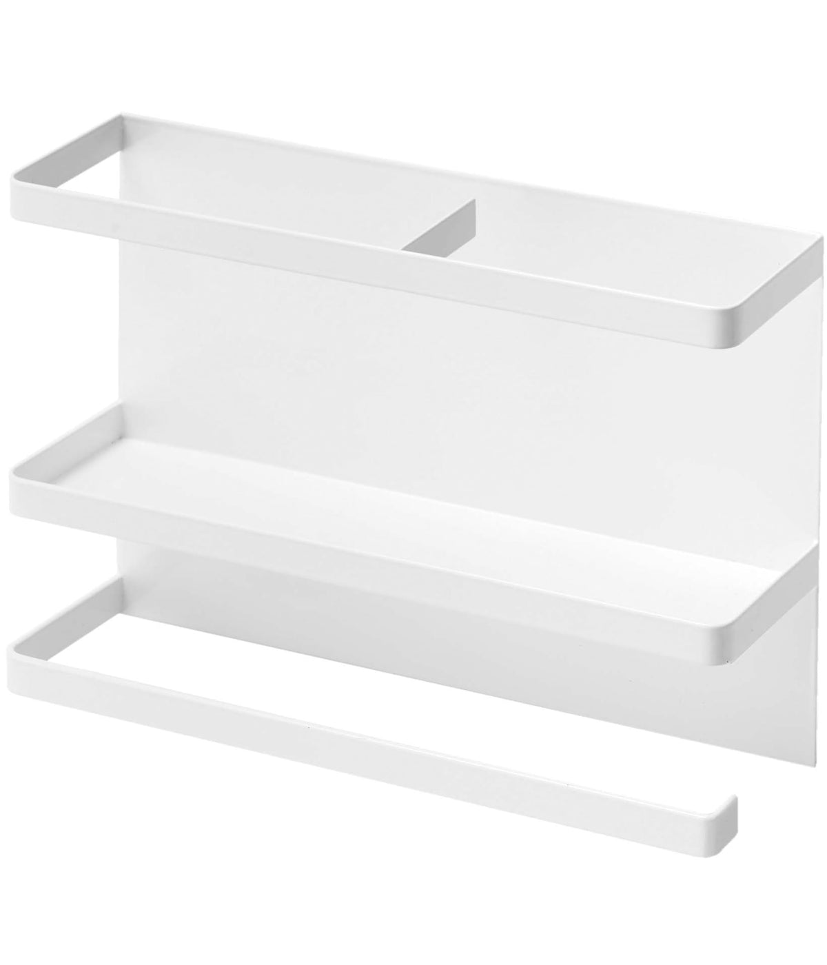 Yamazaki Tower Magnetic Kitchen Paper and Wrap Holder, Steel Fridge Side Rack for a Paper Roll, Wrap and Bags, 29 x 8 x 20 cm and 1 kg, Holds 2 kg, Black or White