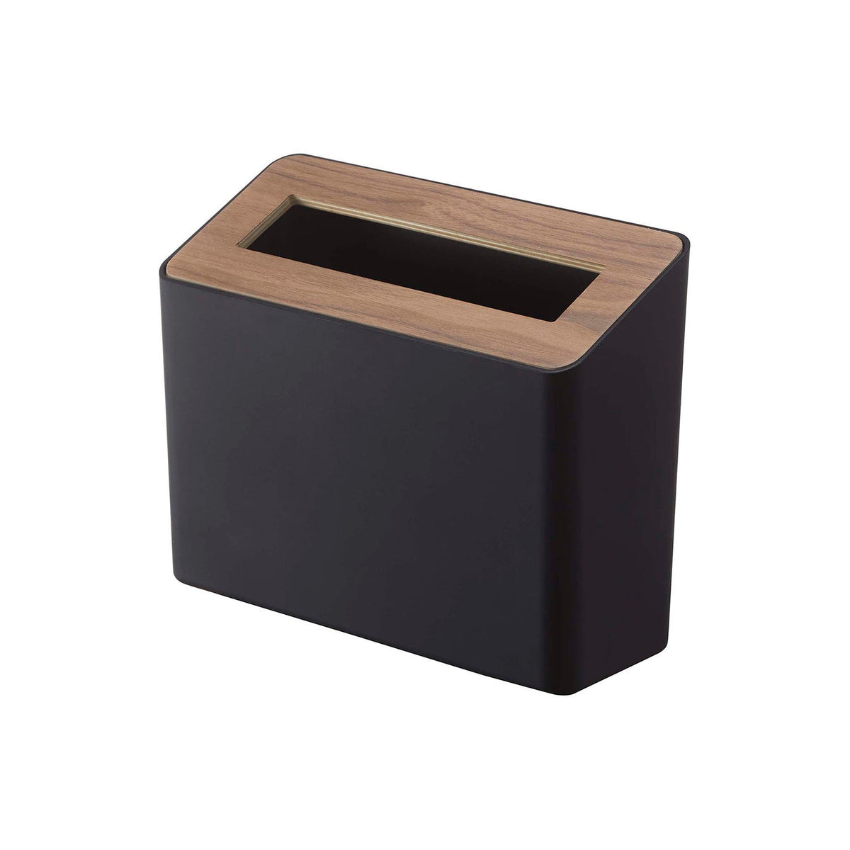 Yamazaki Rin Lidded Desktop Trash Can, Slim Desktop Bin with a Removable Natural Wood Lid, 1.7 L, for Desks and Washroom Counters, 22 x 9 x 15.5 cm and 320 g, Brown or Natural