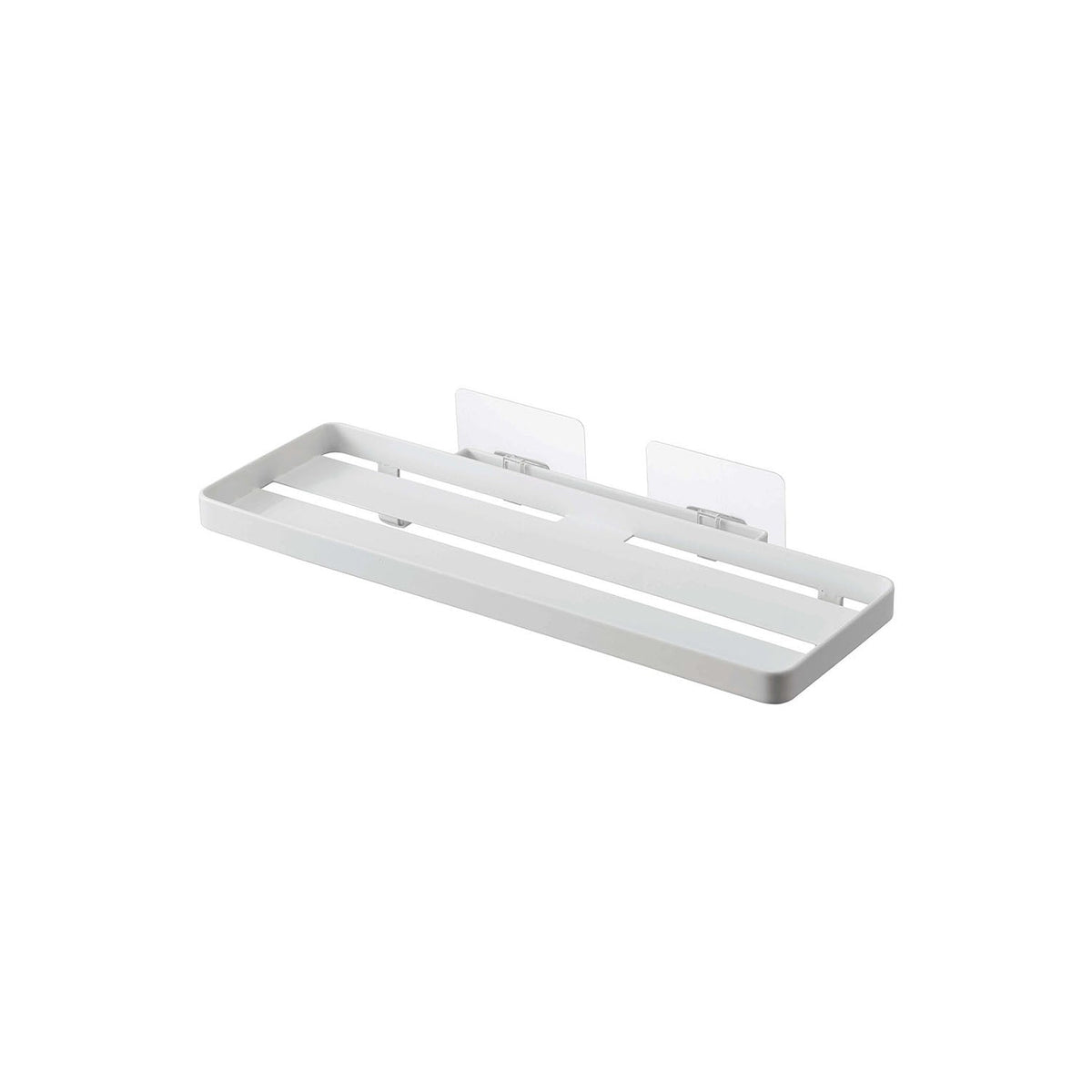 Yamazaki Tower Film-Hook Wide Sanitary Rack, Wide Shelf that Fixes with Film Hooks to Tile, Glass or a Mirror, for Skincare, Cotton and Toothbrushes, 30 x 11.5 x 4.7 cm without the film hooks and 410 g, White