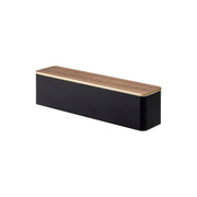 Yamazaki Rin Lidded Cutlery Case with Four Sections, Long, Long Table Case with a Natural Wood Lid and Four Sections for Toothpicks, Picks and Chopstick Rests, 32.7 x 7.5 x 8 cm and 420 g, Brown or Natural