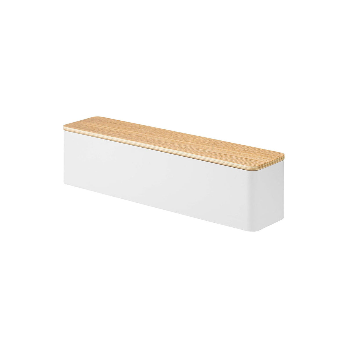 Yamazaki Rin Lidded Cutlery Case with Four Sections, Long, Long Table Case with a Natural Wood Lid and Four Sections for Toothpicks, Picks and Chopstick Rests, 32.7 x 7.5 x 8 cm and 420 g, Brown or Natural