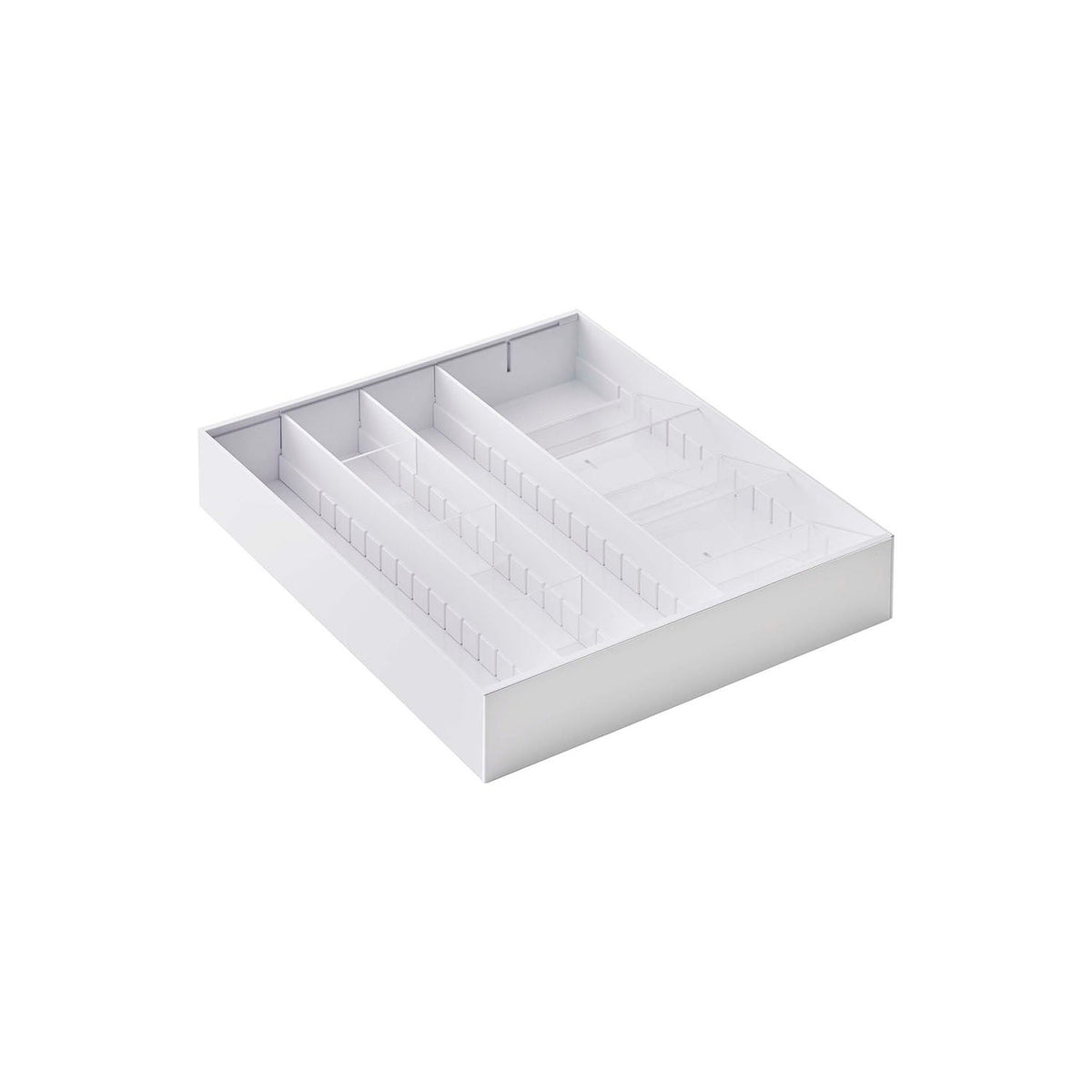 Yamazaki Tower Expandable Cutlery Case with Dividers, Cutlery Case that Expands Sideways by About 6 cm Steps to Fit Your Drawer, with Mix-and-Match Dividers, 29.7 to 47.4 x 35 x 5.5 cm and 1260 g, White or Black