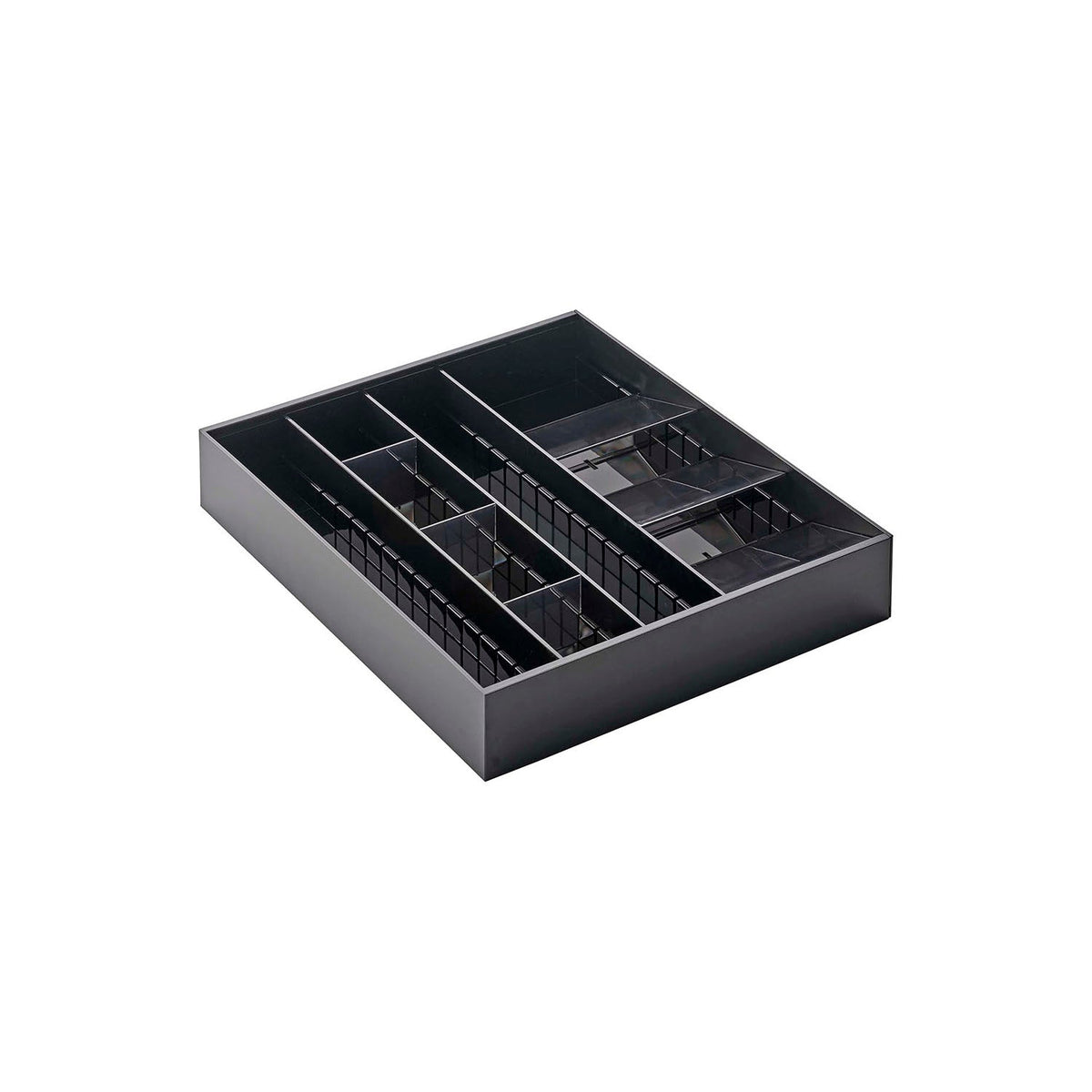 Yamazaki Tower Expandable Cutlery Case with Dividers, Cutlery Case that Expands Sideways by About 6 cm Steps to Fit Your Drawer, with Mix-and-Match Dividers, 29.7 to 47.4 x 35 x 5.5 cm and 1260 g, White or Black