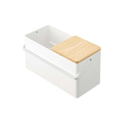 Yamazaki Tower Makeup Box, Makeup Box With a Mirror Lid and Two Trays That Stand Palettes and Pens Upright, Arrange It Your Way, 31 cm Wide, Holds 1.5 kg, 31 x 15 x 15.7 cm and 2000 g, White or Black
