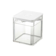 Yamazaki Tower Airtight Valve Storage Container with Spoon, Airtight Container With a Teaspoon-Sized Spoon That Rests on a Step Inside, Push Valve Seals It in One Press, Handy for Sugar and Salt, 500 mL, 9.2 x 9.2 x 10.2 cm and 205 g, White or Black