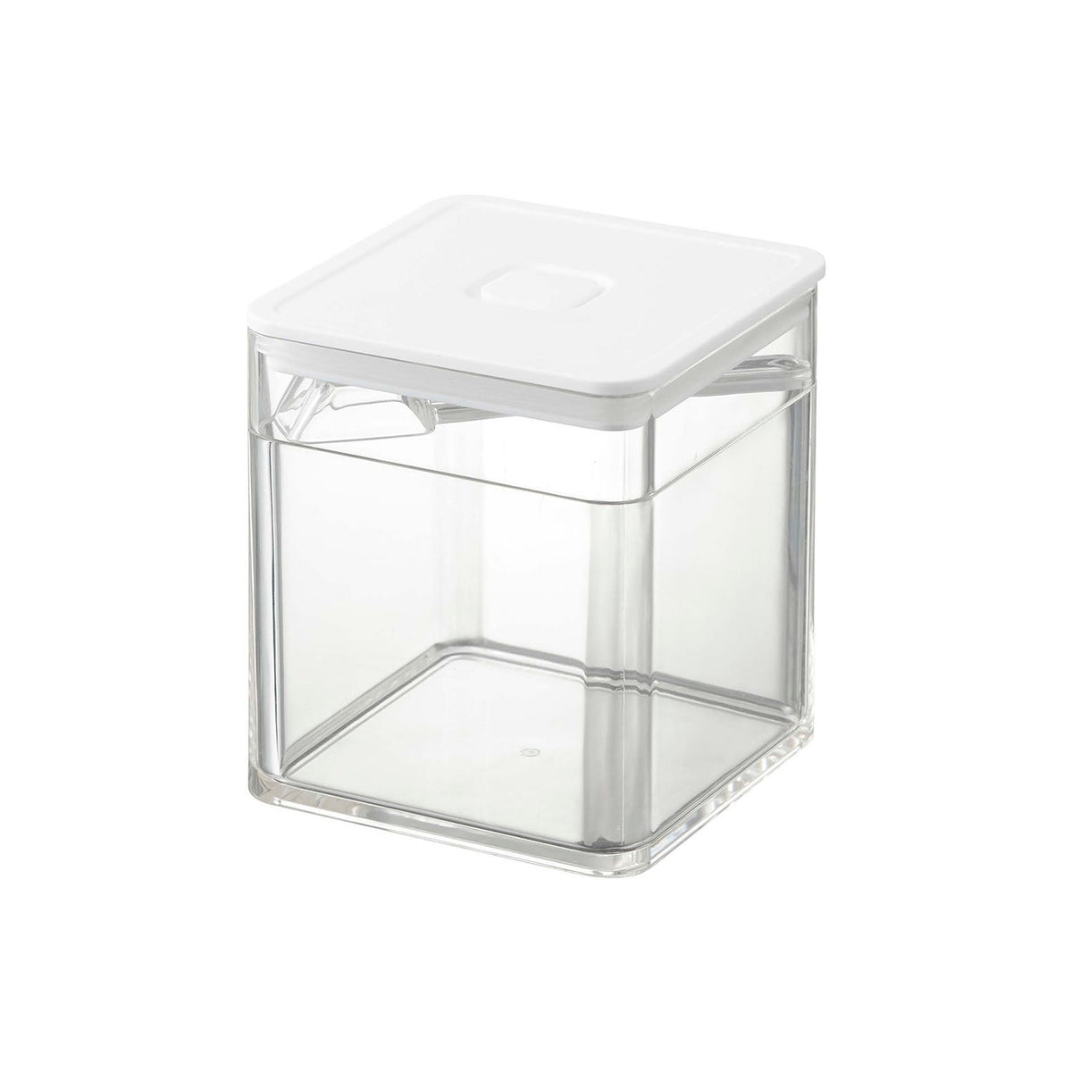 Yamazaki Tower Airtight Valve Storage Container with Spoon, Airtight Container With a Teaspoon-Sized Spoon That Rests on a Step Inside, Push Valve Seals It in One Press, Handy for Sugar and Salt, 500 mL, 9.2 x 9.2 x 10.2 cm and 205 g, White or Black