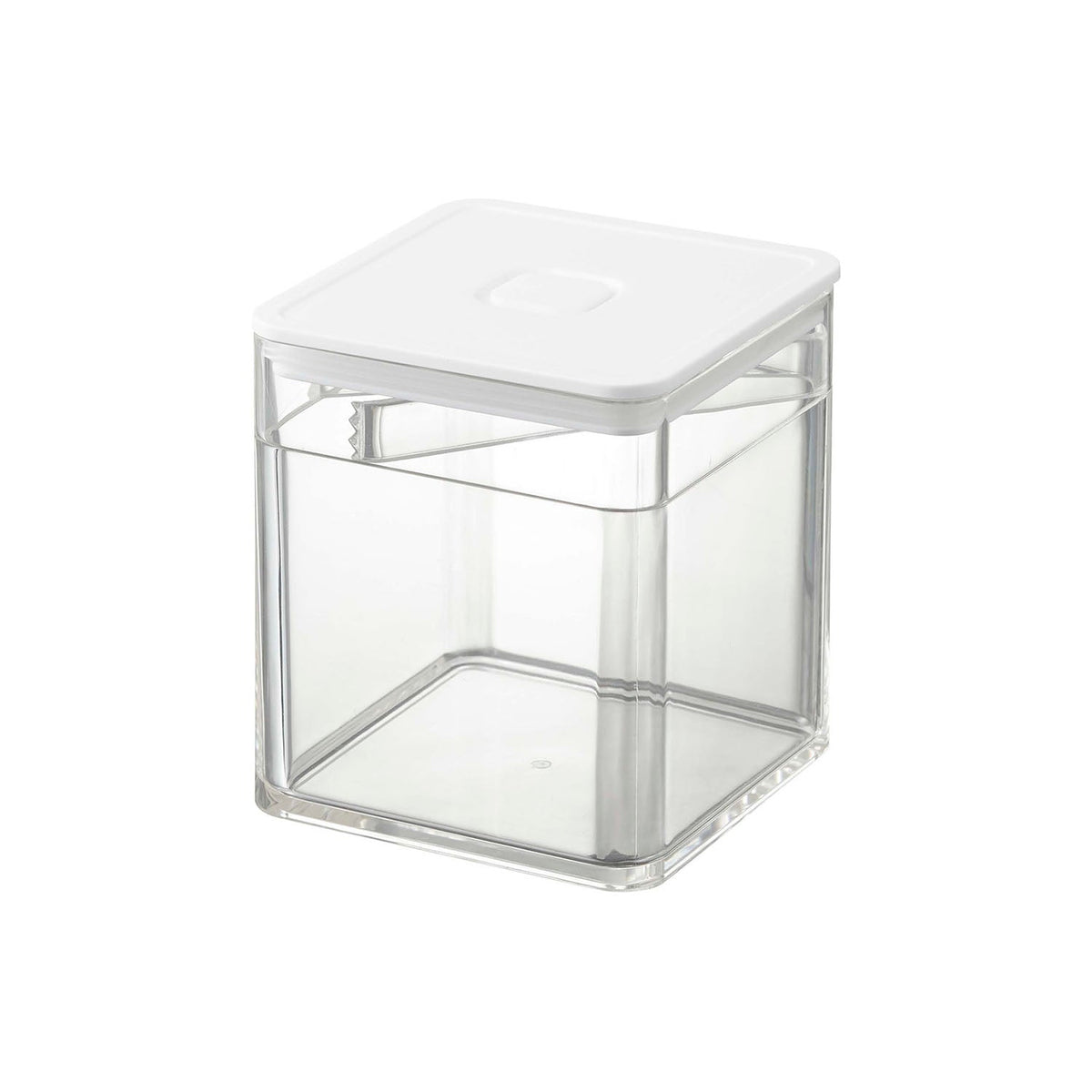 Yamazaki Tower Airtight Valve Storage Container with Tongs, Airtight Container With Tongs That Rest on a Step Inside, Push Valve Seals It in One Press, Handy for Pickles and Condiments, 500 mL, 9.2 x 9.2 x 10.2 cm and 205 g, White or Black