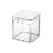 Yamazaki Tower Airtight Valve Storage Container with Tongs, Airtight Container With Tongs That Rest on a Step Inside, Push Valve Seals It in One Press, Handy for Pickles and Condiments, 500 mL, 9.2 x 9.2 x 10.2 cm and 205 g, White or Black