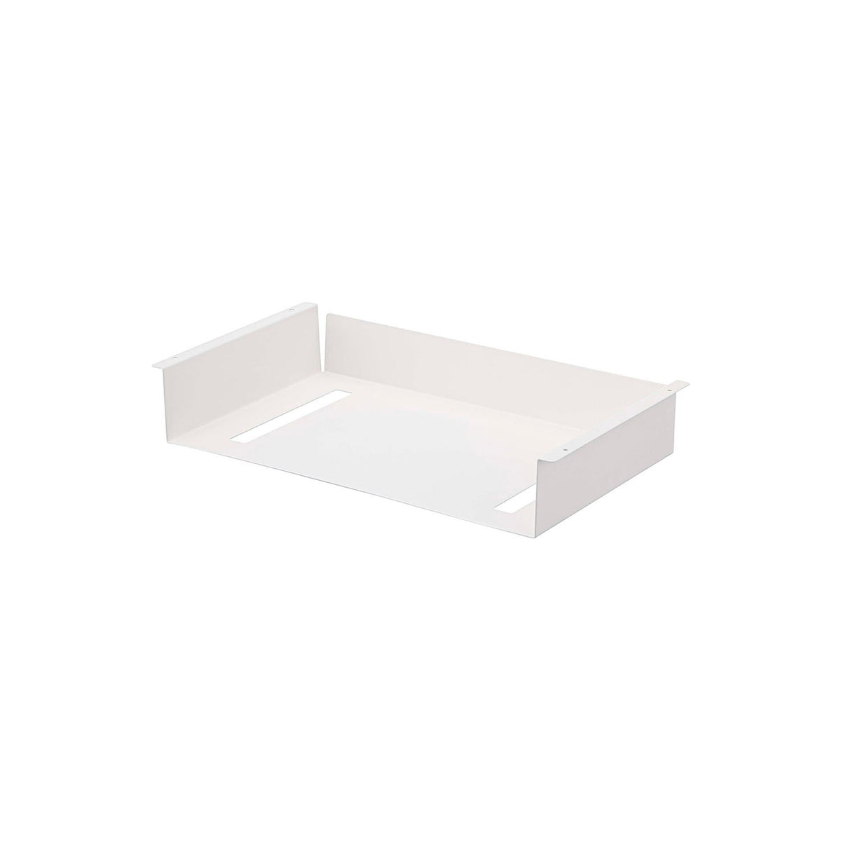 Yamazaki Tower Under-Table Storage Rack, Shelf That Screws to the Underside of a Wooden Table Top for Remotes, Tissues and Papers, Pull a Tissue Out Through the Bottom, Holds 4 kg, Screws Included, 44 x 25 x 7.2 cm and 1300 g, White or Black