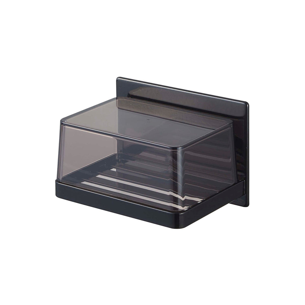 Yamazaki Tower Magnetic Bathroom Soap Tray with Cover, Soap Tray With a Clear Cover That Sticks to a Steel Bathroom Wall by Magnet and Keeps Water Drops Off the Soap, Fits Soaps up to 10 x 7 x 4.5 cm, 12 x 8.7 x 8 cm and 350 g, White or Black