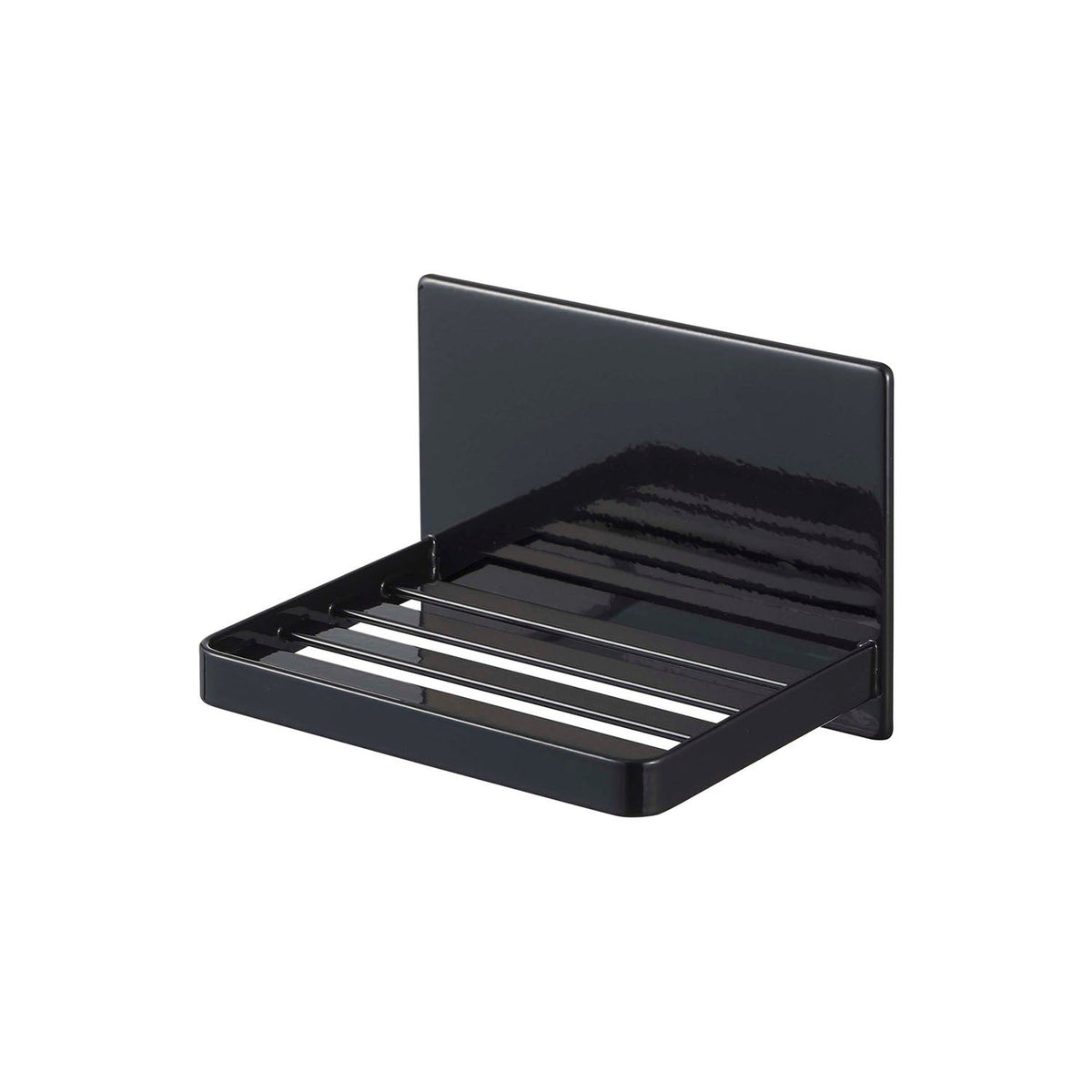 Yamazaki Tower Magnetic Bathroom Soap Tray, Holder That Sticks to a Steel Bathroom Wall by Magnet and Drains Water So Slime Stays Away, Holds 500 g, 12 x 8.7 x 8 cm and 260 g, White or Black