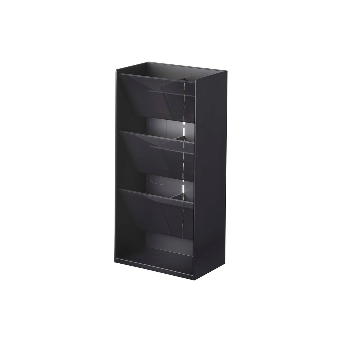 Yamazaki Tower Cosmetic Case 4 Tiers, Slanted, Tall Slim Case With Four Slanted Trays That Hold Make-Up Brushes, Lipsticks and Eyeliners at an Angle So You Can See Them, Trays Slide In Anywhere, 12 x 7.7 x 25 cm and 325 g, White or Black