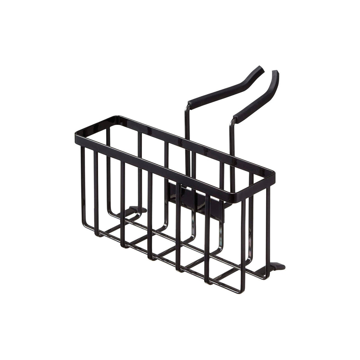 Yamazaki Tower Faucet-Hanging Sink Basket, Basket That Grips a Faucet of 3 to 6 cm and Holds a Sponge and Detergent Bottle Together at the Sink, Fits Sinks 13 cm Deep or More, Holds 1 kg, 20.3 x 18.5 x 14 cm and 320 g, White or Black