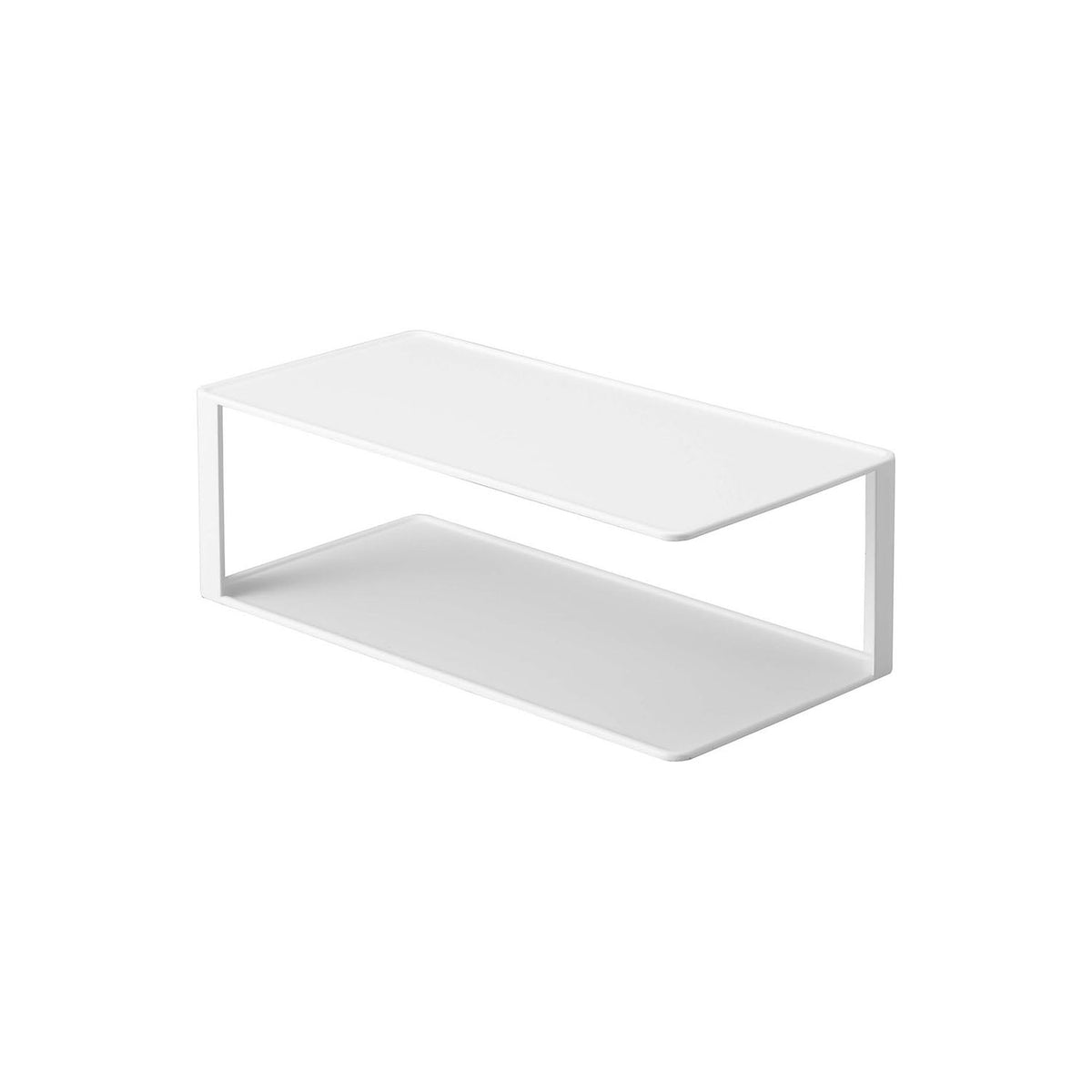 Yamazaki Tower Two-Tier Long Plate Rack, Two-Tier Steel Rack for Long Plates and Gratin Dishes that Lets You Take Them from the Side, 30 x 15 x 10 cm and 950 g, White or Black