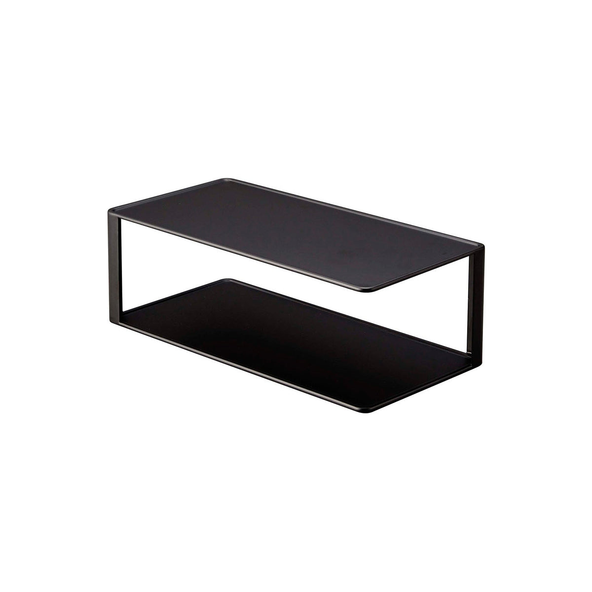 Yamazaki Tower Two-Tier Long Plate Rack, Two-Tier Steel Rack for Long Plates and Gratin Dishes that Lets You Take Them from the Side, 30 x 15 x 10 cm and 950 g, White or Black
