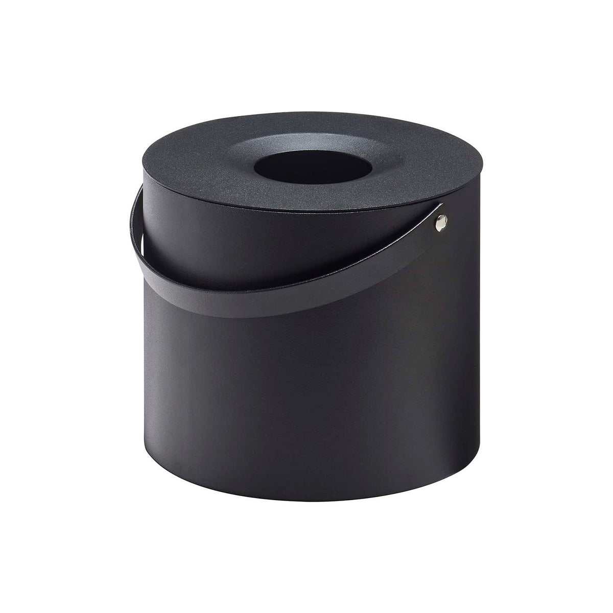 Yamazaki Tower Round Mosquito Coil Storage Pot, Round Steel Pot That Takes a Commercial 30-Coil Can as It Is and Stores It With the Lid On, Handle for Carrying, Heat Safe to 200 C, 17 x 17 x 14 cm and 770 g, Black