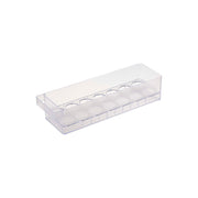 Yamazaki Tower Fridge Egg Case for 14 Eggs, Long Narrow Egg Case That Holds 14 Eggs on a Refrigerator Shelf to the Back Without Wasting Space, Handle Lifts It Out, Stackable, 37.5 x 11 x 8.2 cm and 450 g, White or Black