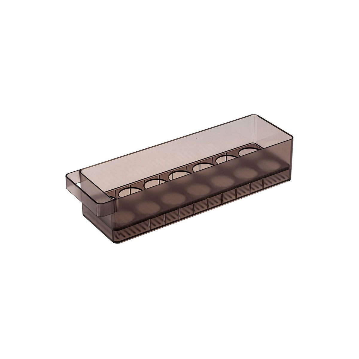 Yamazaki Tower Fridge Egg Case for 14 Eggs, Long Narrow Egg Case That Holds 14 Eggs on a Refrigerator Shelf to the Back Without Wasting Space, Handle Lifts It Out, Stackable, 37.5 x 11 x 8.2 cm and 450 g, White or Black