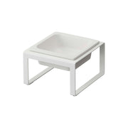 Yamazaki Nooks Pet Food Bowl Stand H10, Low Steel Bowl Stand With a Removable Ceramic Bowl for Food or Water, Anti-Slip Feet Stop It Sliding, 300 mL, 15 x 15.5 x 10 cm and 790 g, White or Black