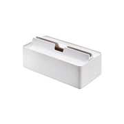 Yamazaki Tower Paper Towel Case with a Tray Lid, Case for Tissue or Paper Towels up to 7 cm High with a Tray Lid for Accessories and Small Items, 26.5 x 13.5 x 10 cm and 410 g, White or Black